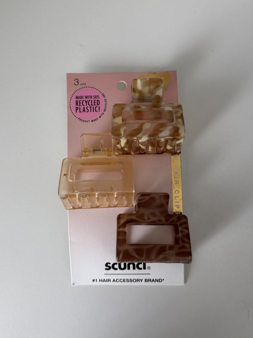 NWT scunci Recycled Claw Clips 3 Pack Neutrals
